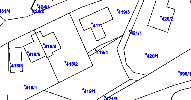 Parcela st. 419/4 v KÚ Vratislavice nad Nisou, Katastrální mapa