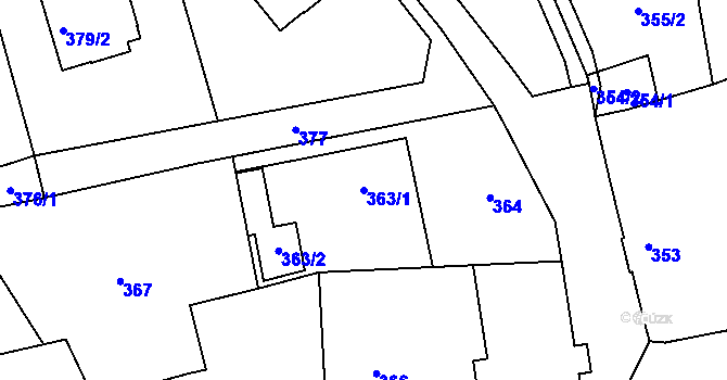 Parcela st. 363/1 v KÚ Vratislavice nad Nisou, Katastrální mapa