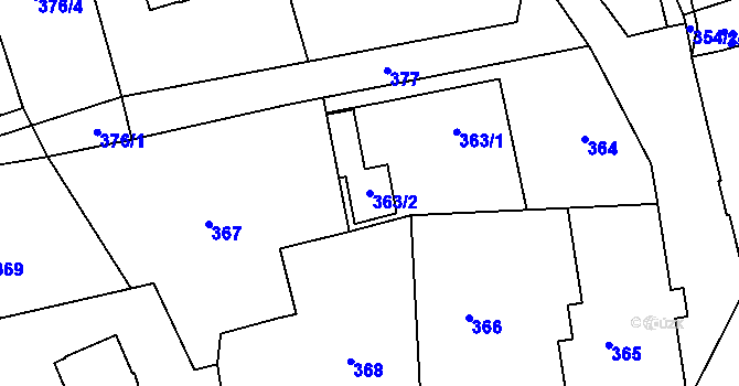 Parcela st. 363/2 v KÚ Vratislavice nad Nisou, Katastrální mapa