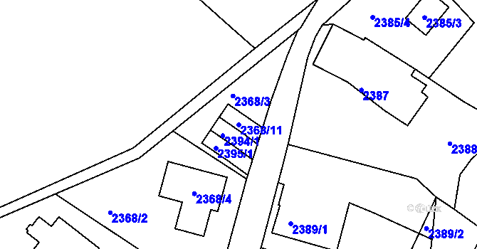 Parcela st. 2368/11 v KÚ Vratislavice nad Nisou, Katastrální mapa