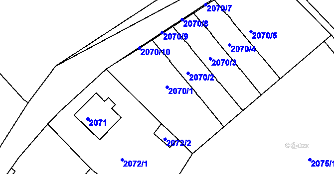 Parcela st. 2070/1 v KÚ Vratislavice nad Nisou, Katastrální mapa