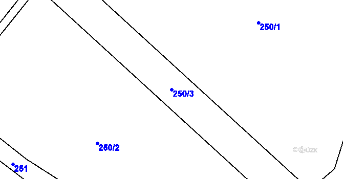 Parcela st. 250/3 v KÚ Vratislávka, Katastrální mapa