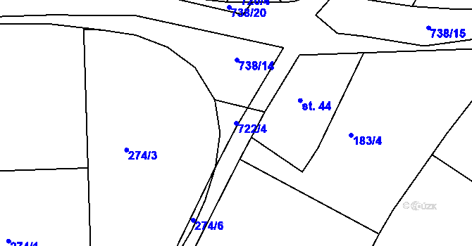 Parcela st. 722/4 v KÚ Vratislávka, Katastrální mapa