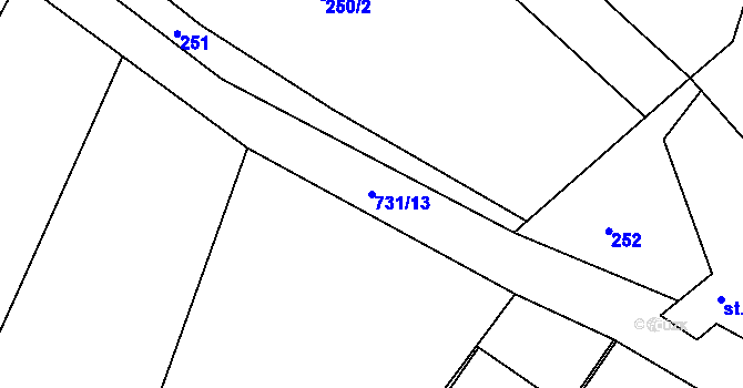 Parcela st. 731/13 v KÚ Vratislávka, Katastrální mapa
