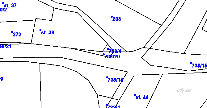 Parcela st. 738/20 v KÚ Vratislávka, Katastrální mapa