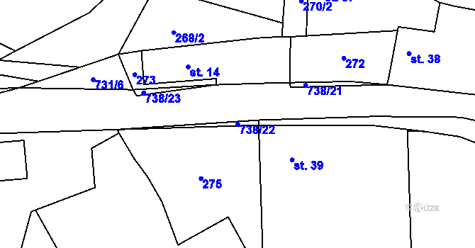 Parcela st. 738/22 v KÚ Vratislávka, Katastrální mapa