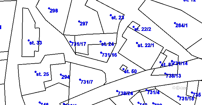 Parcela st. 731/16 v KÚ Vratislávka, Katastrální mapa