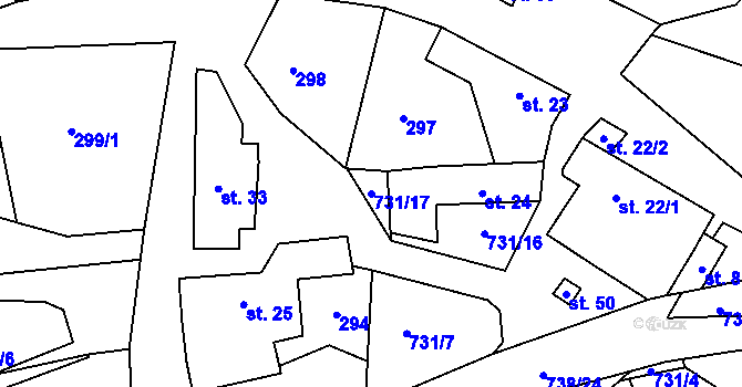 Parcela st. 731/17 v KÚ Vratislávka, Katastrální mapa