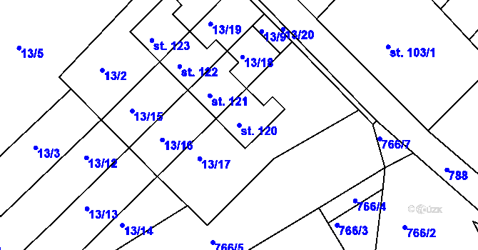 Parcela st. 120 v KÚ Vrátno, Katastrální mapa