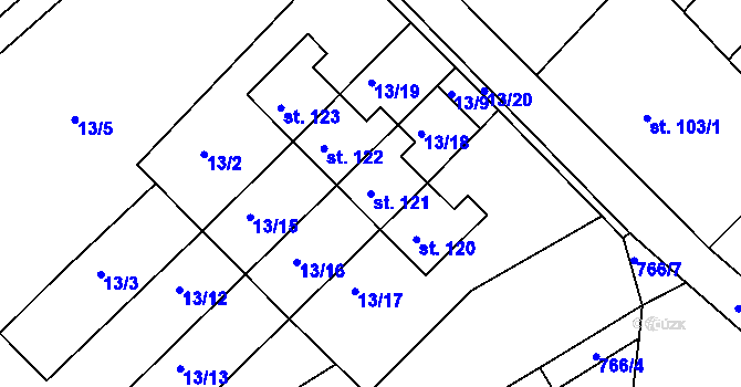 Parcela st. 121 v KÚ Vrátno, Katastrální mapa