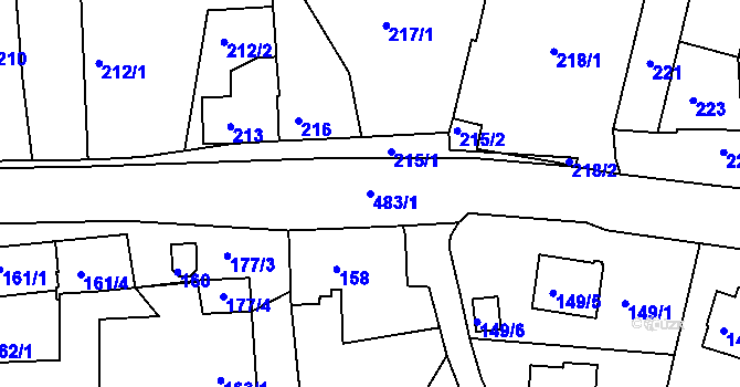 Parcela st. 483/1 v KÚ Hlinsko u Vráta, Katastrální mapa
