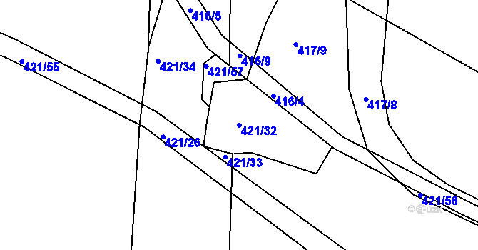 Parcela st. 421/32 v KÚ Hlinsko u Vráta, Katastrální mapa