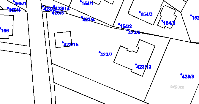 Parcela st. 423/7 v KÚ Hlinsko u Vráta, Katastrální mapa