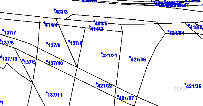Parcela st. 421/21 v KÚ Hlinsko u Vráta, Katastrální mapa