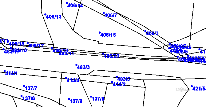 Parcela st. 406/20 v KÚ Hlinsko u Vráta, Katastrální mapa