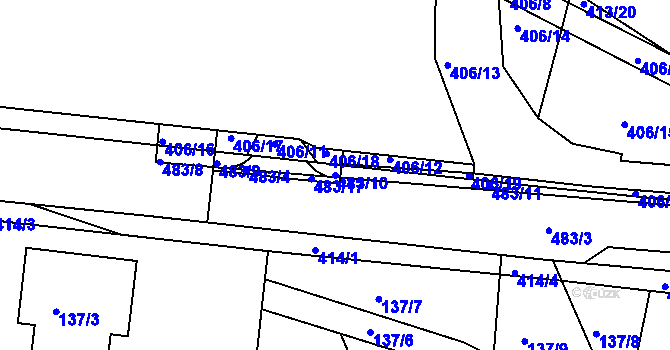 Parcela st. 483/10 v KÚ Hlinsko u Vráta, Katastrální mapa