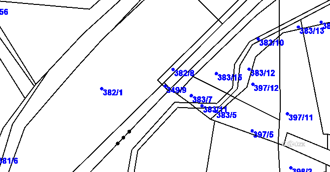 Parcela st. 349/9 v KÚ Vráto, Katastrální mapa