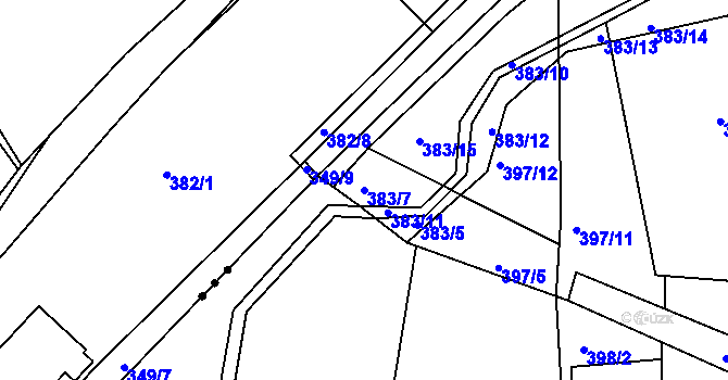 Parcela st. 383/7 v KÚ Vráto, Katastrální mapa