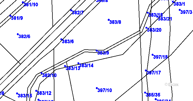 Parcela st. 383/9 v KÚ Vráto, Katastrální mapa
