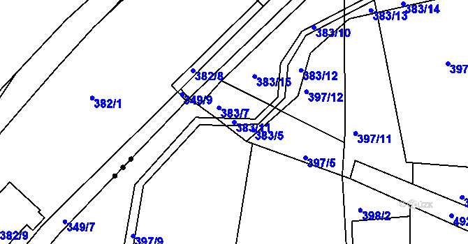 Parcela st. 383/11 v KÚ Vráto, Katastrální mapa