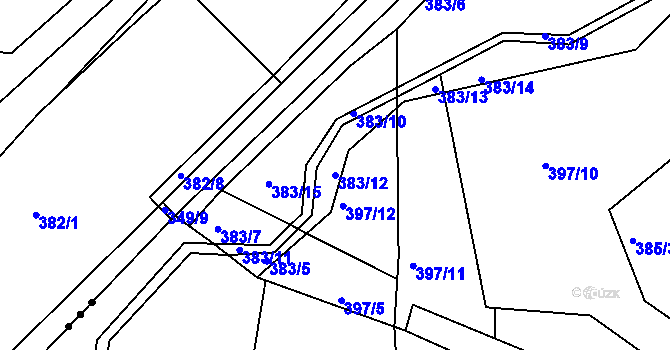 Parcela st. 383/12 v KÚ Vráto, Katastrální mapa