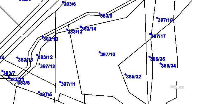 Parcela st. 397/10 v KÚ Vráto, Katastrální mapa