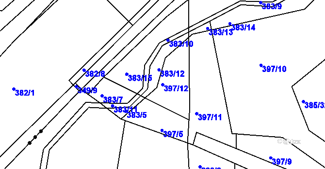 Parcela st. 397/12 v KÚ Vráto, Katastrální mapa