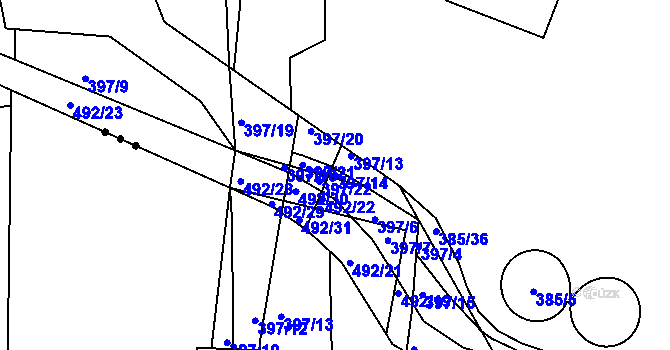 Parcela st. 397/14 v KÚ Vráto, Katastrální mapa