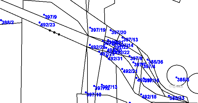 Parcela st. 492/29 v KÚ Vráto, Katastrální mapa