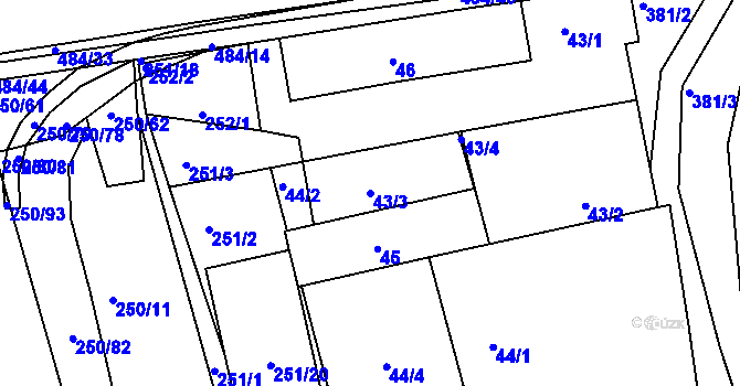 Parcela st. 43/3 v KÚ Vráto, Katastrální mapa