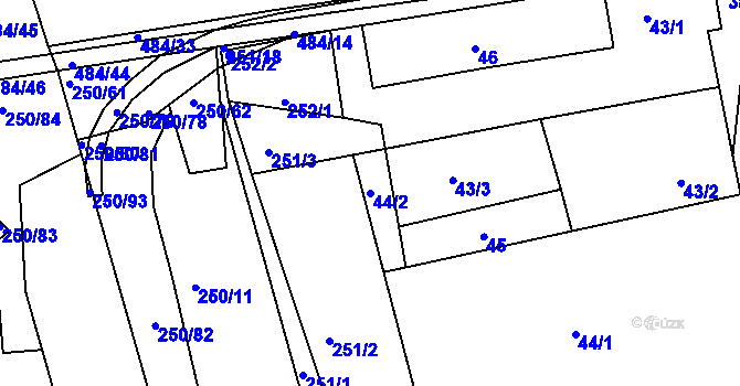 Parcela st. 44/2 v KÚ Vráto, Katastrální mapa