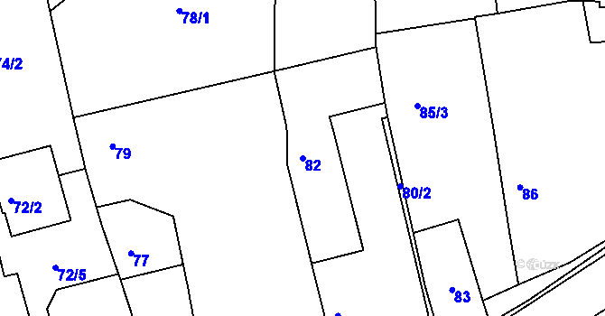 Parcela st. 82 v KÚ Vráto, Katastrální mapa