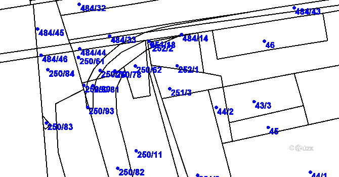 Parcela st. 251/3 v KÚ Vráto, Katastrální mapa