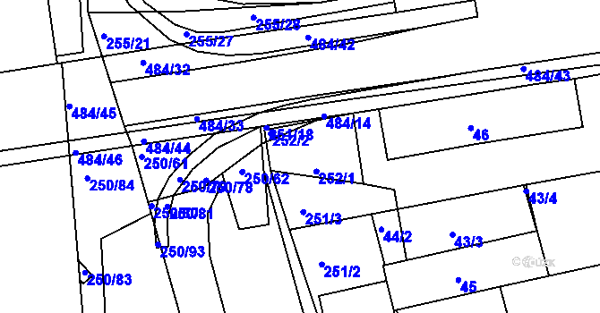 Parcela st. 252 v KÚ Vráto, Katastrální mapa