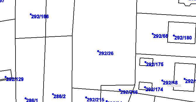 Parcela st. 292/26 v KÚ Vráto, Katastrální mapa
