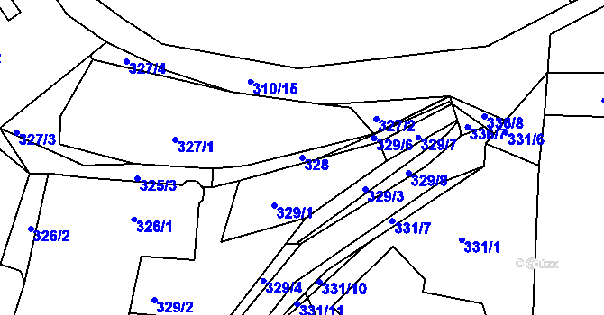 Parcela st. 328 v KÚ Vráto, Katastrální mapa