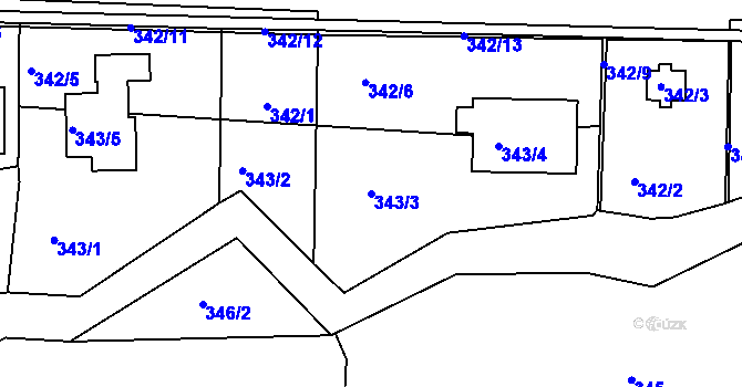 Parcela st. 343/3 v KÚ Vráto, Katastrální mapa