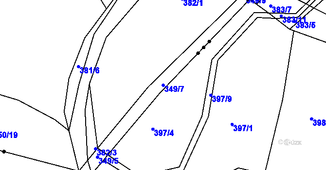 Parcela st. 349/7 v KÚ Vráto, Katastrální mapa