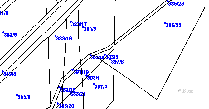 Parcela st. 383/3 v KÚ Vráto, Katastrální mapa