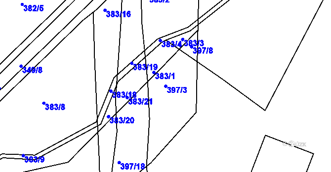Parcela st. 397/3 v KÚ Vráto, Katastrální mapa