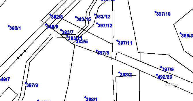 Parcela st. 397/5 v KÚ Vráto, Katastrální mapa