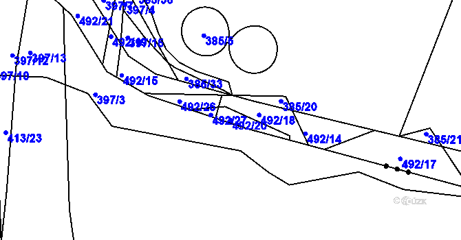 Parcela st. 492/20 v KÚ Vráto, Katastrální mapa