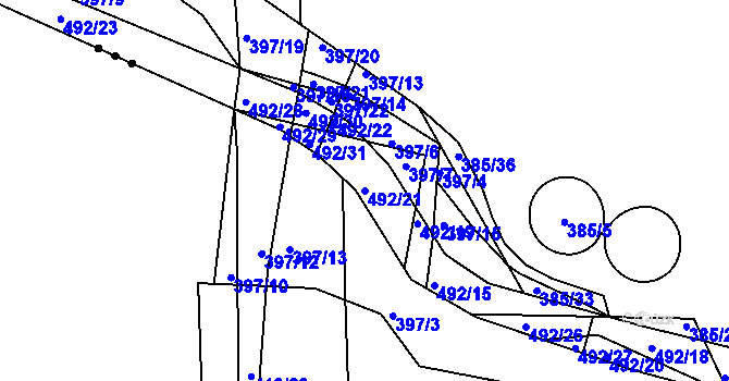 Parcela st. 492/21 v KÚ Vráto, Katastrální mapa