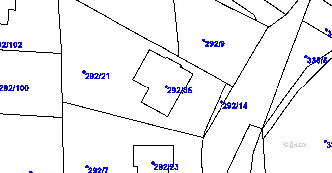 Parcela st. 292/35 v KÚ Vráto, Katastrální mapa