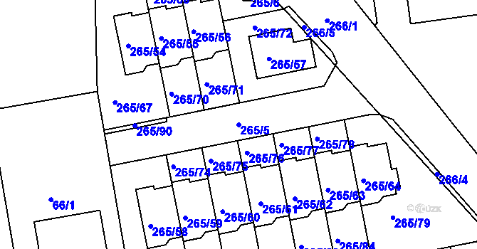 Parcela st. 265/5 v KÚ Vráto, Katastrální mapa