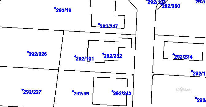 Parcela st. 292/232 v KÚ Vráto, Katastrální mapa