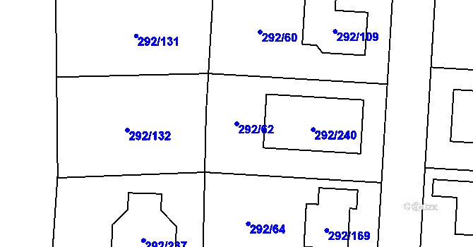 Parcela st. 292/62 v KÚ Vráto, Katastrální mapa