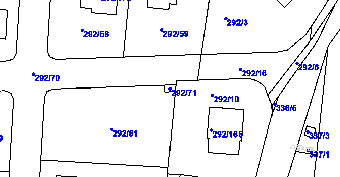 Parcela st. 292/71 v KÚ Vráto, Katastrální mapa