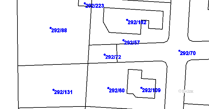 Parcela st. 292/72 v KÚ Vráto, Katastrální mapa
