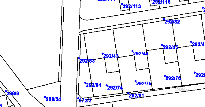 Parcela st. 292/43 v KÚ Vráto, Katastrální mapa